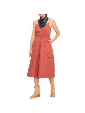 NWOT Woolrich Utility Midi Dress 100% Cotton Cargo Pocket Cinnamon 2026 Size XL